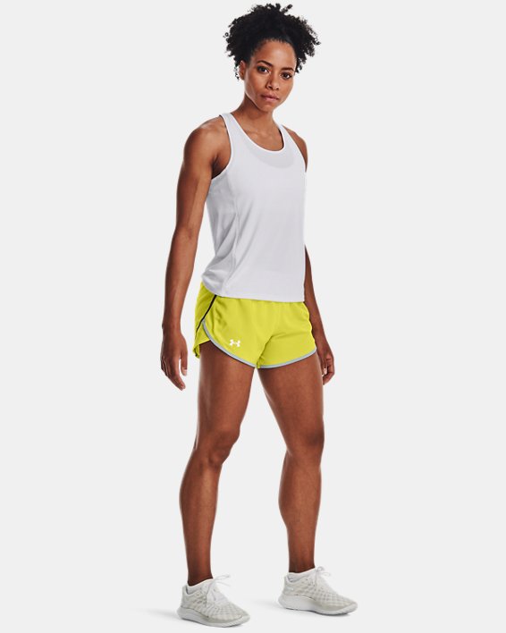 Women's UA Fly-By 2.0 Shorts, Yellow, pdpMainDesktop image number 2